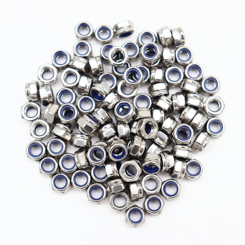 STORMCUBE M5x0.8mm Nylon Insert Hex Lock Nuts 100 Pack 304 Stainless Steel DIN985 Self-Locking Nylon Lock Nuts Plain Finish for Industrial Construction Fasteners - Image 3